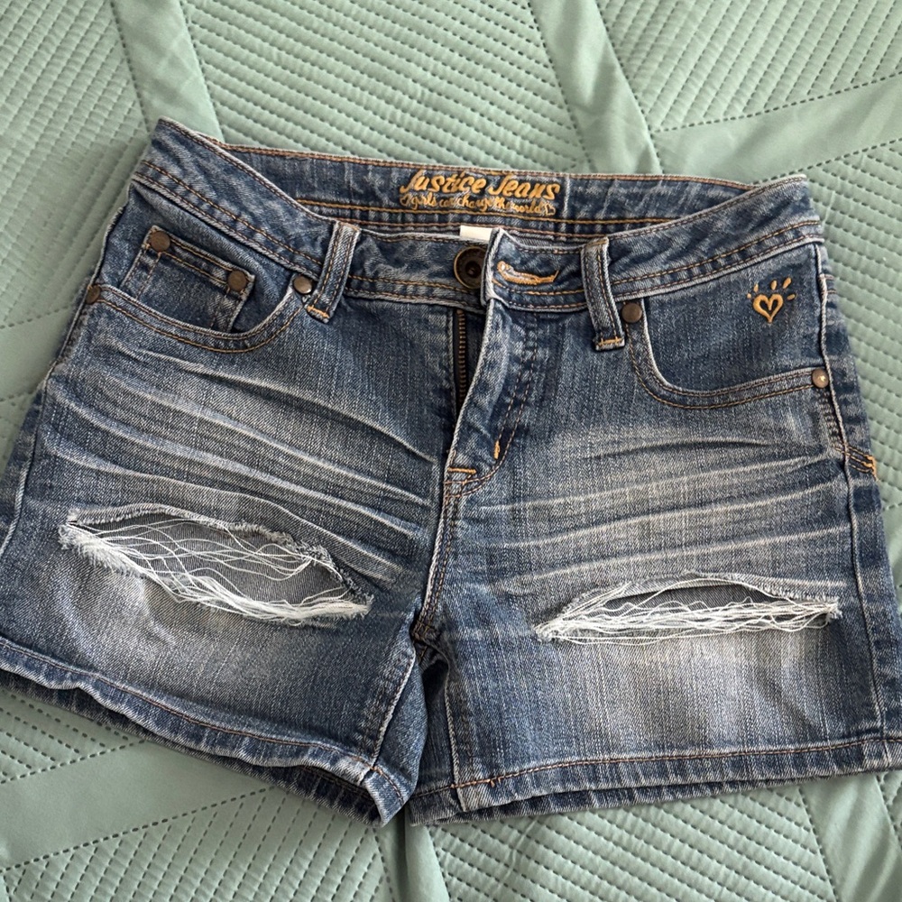Justice Distressed Blue Jean Shorts